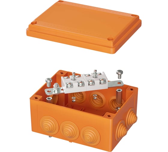 Изображение товара Коробка пластиковая DKC FS с кабельными вводами и клеммниками, IP55, 150x110x70 мм, 4р, 450V, 32A, 10 мм2, нерж.контакт 1 ШТ FSK21410