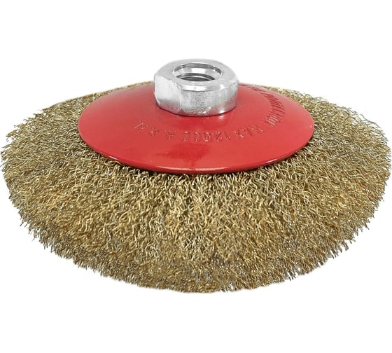 Изображение товара Щетка-крацовка коническая (125 мм; M14; латунированная витая проволока) Pobedit 2133225