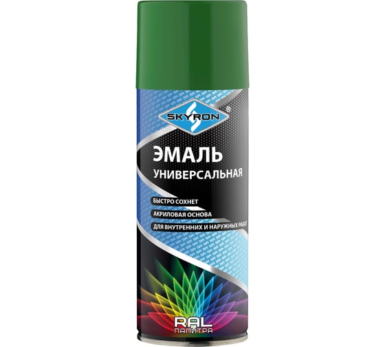 Изображение товара Универсальная акриловая эмаль SKYRON темно-зеленая RAL6002 SR-16002