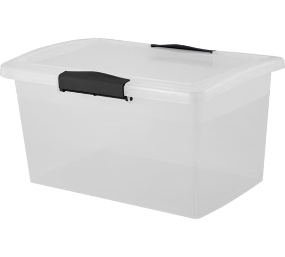 Изображение товара Ящик для хранения Blocker п/п, 255x170x135, 3,7 л, с крышкой, на клипсах, цвет прозрачный кристалл 36192