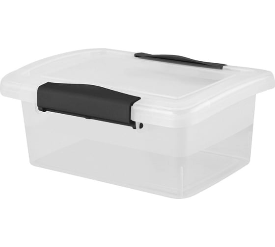 Изображение товара Ящик для хранения Blocker п/п, 168x125x71, 0,85 л, с крышкой, на клипсах, цвет прозрачный кристалл 36180