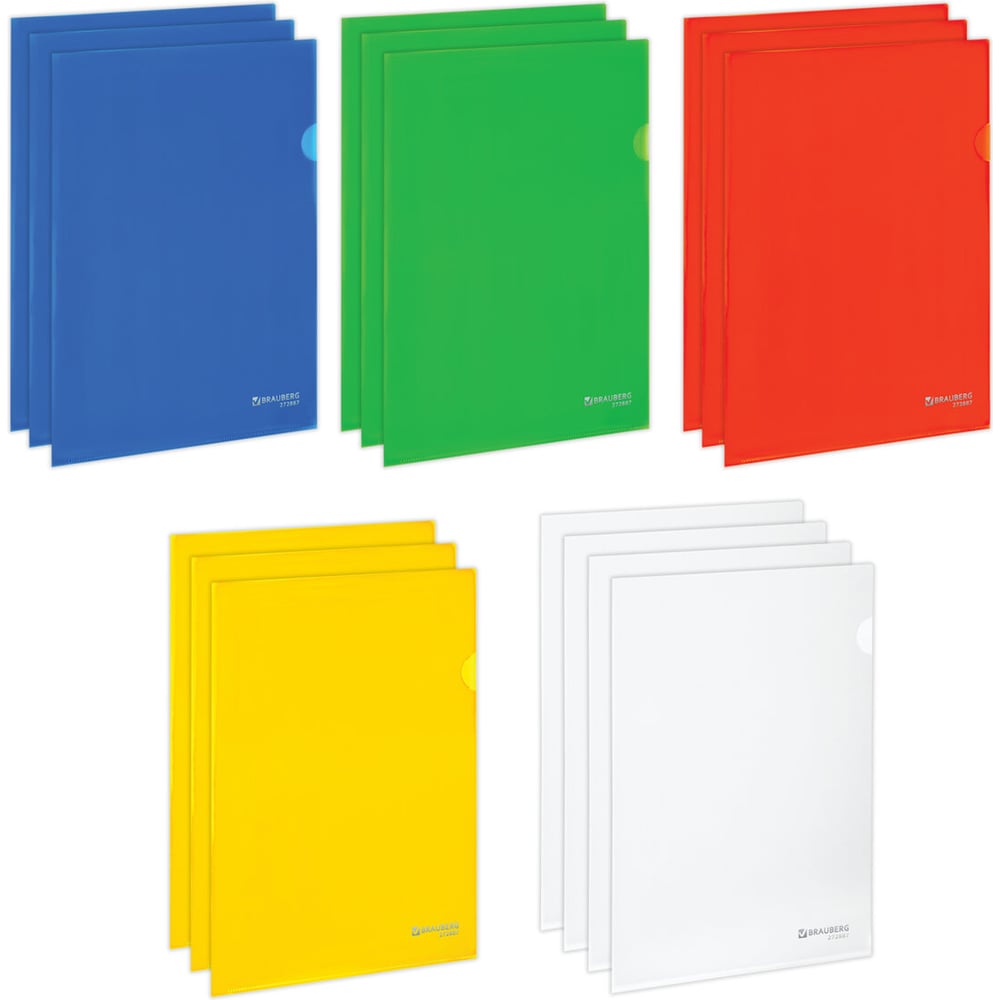Изображение товара Папка-уголок BRAUBERG комплект 15+1 шт в подарок А4 яркие цвета