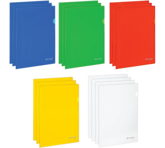 Изображение товара Папка-уголок BRAUBERG КОМПЛЕКТ 15+1 шт в ПОДАРОК, ВЫГОДНАЯ УПАКОВКА, А4, цвета ассорти, EXTRA, 272887