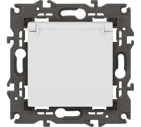 Изображение товара Розетка ЭРА Elegance 14210301М 2PE Schuko со шторками с крышкой, 16А250В, белый матовый Б0065808