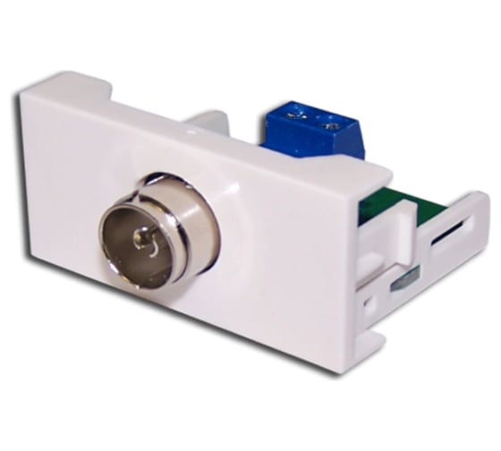 Изображение товара Розетка LANMASTER Mosaic 22.5x45, с TV-адаптером, белая, LAN-WA-LP-TV-WH