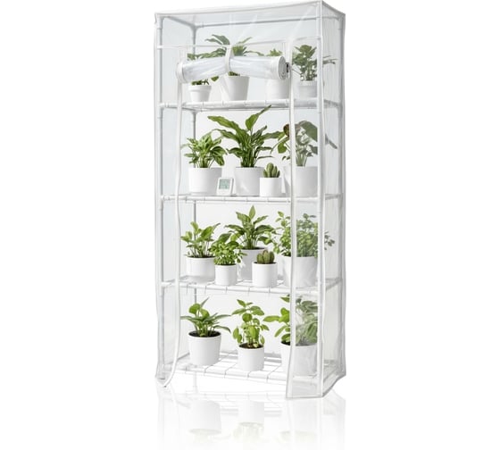 Изображение товара Парник для рассады 100 см, 4 полки, с чехлом, белый ГеоПластБорд TM46.24.100W