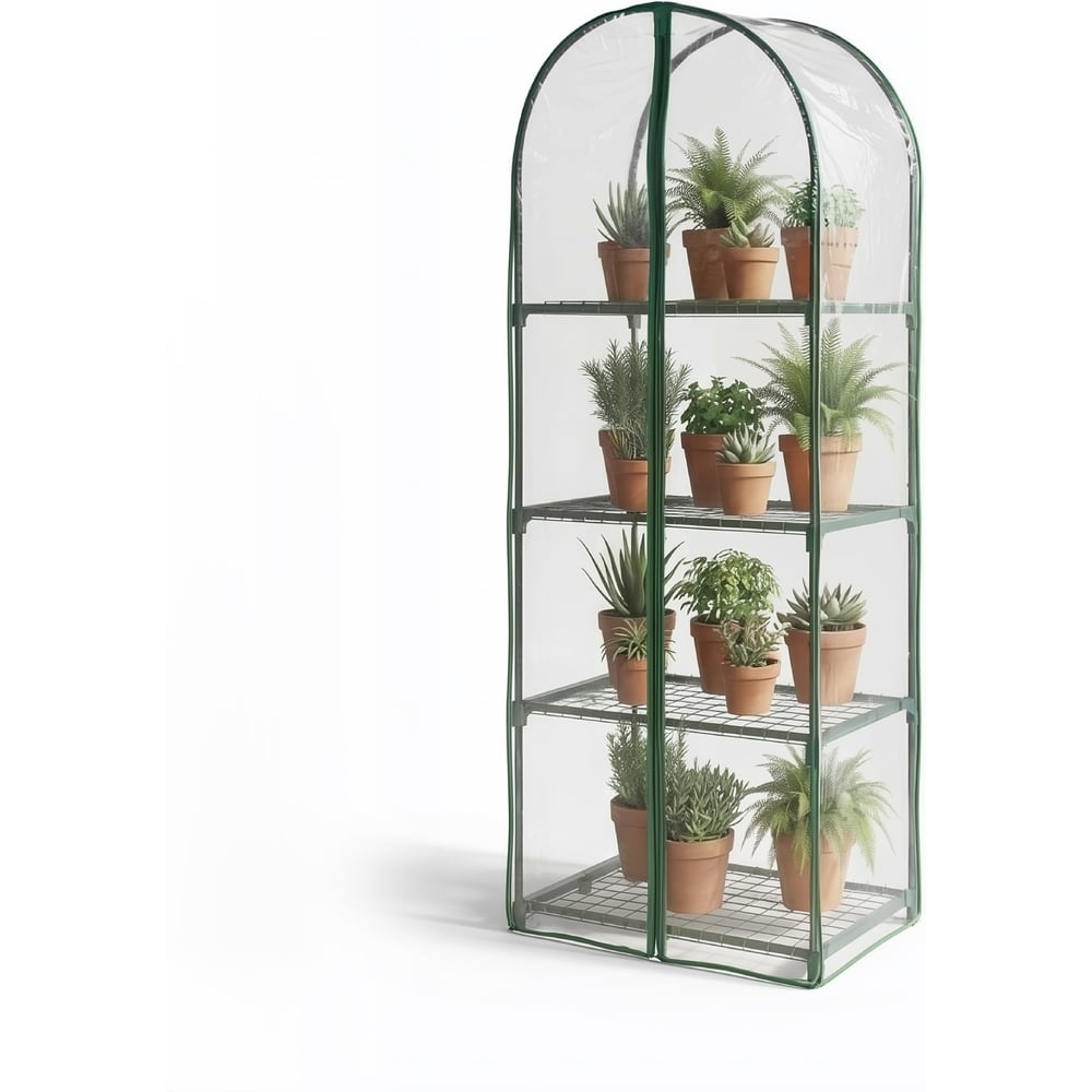 Изображение товара Парник для рассады ГеоПластБорд с чехлом 59х39х160 см 4 полки арка зеленый