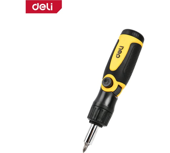 Изображение товара Многофункциональная отвертка с трещоткой DELI13-в-1 DL260113 длина 160мм, 12 бит CrV, прорезиненная рукоять 179573