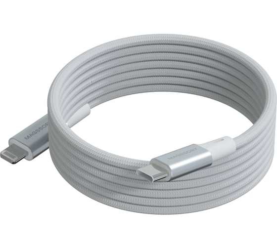 Изображение товара Магнитный кабель MAGSSORY Link L Magnetic 1.2m USB-C to Lightning, белый CBL003w