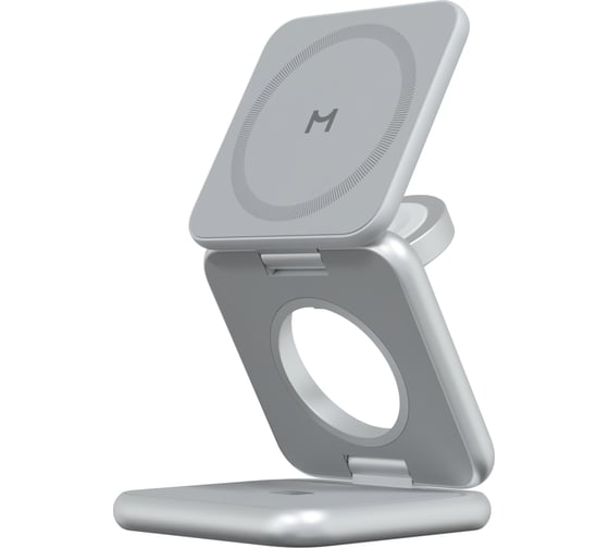 Изображение товара Складное беспроводное зарядное устройство MAGSSORY Fold Pro 3 в 1, с магнитами, совместимое с Qi2, серебро WCH063s