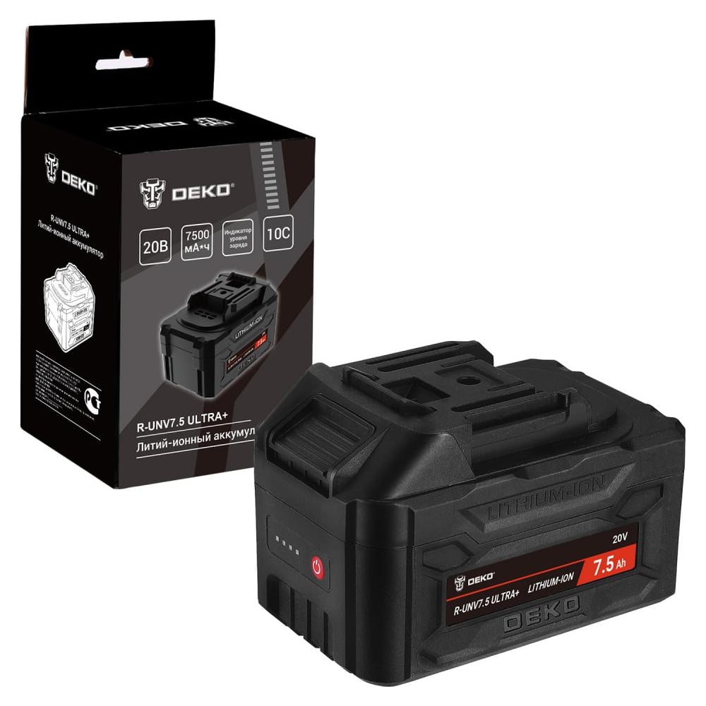 Изображение товара Аккумулятор DEKO R-UNV7.5 ULTRA+ 20V 7.5А*ч литий-ионный без зарядного устройства