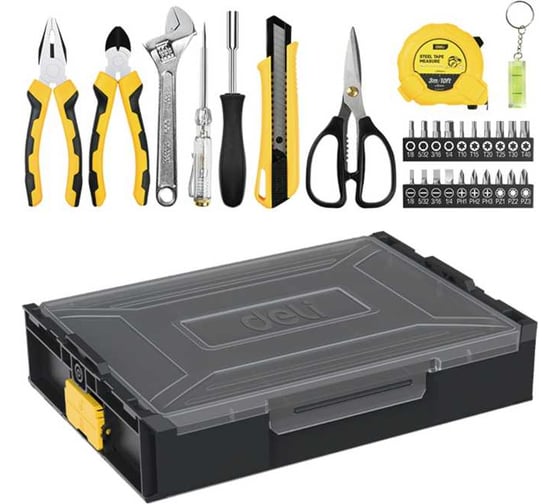 Изображение товара Набор ручного инструмента DELI 29 предметов DL1229 штабелируемый пластиковый ящик 179398