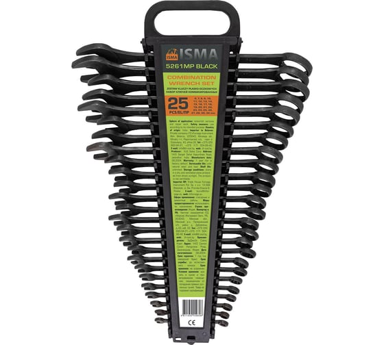 Изображение товара Набор ключей комбинированных ISMA 25 предметов ISMA-5261MP BLACK(64747)