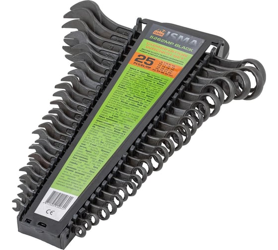 Изображение товара Набор ключей комбинированных ISMA 25 предметов ISMA-5262MP BLACK(64751)