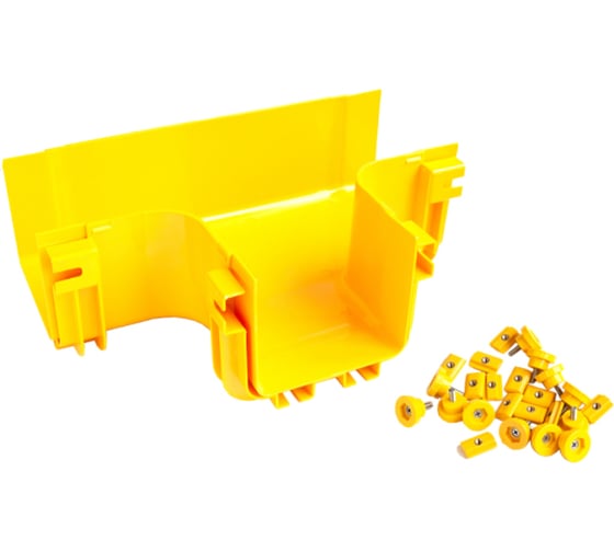 Изображение товара Т-соединитель оптического лотка LANMASTER 120 мм, монтаж без соединителей, желтый LAN-OT120-ET/NC