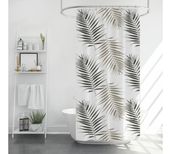 Изображение товара Шторка для ванной PERFECTO LINEA Harmony (12 колец в комплекте), 180x180 см, оазис, 36-118204