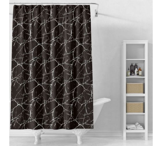 Изображение товара Шторка для ванной PERFECTO LINEA Secret (12 колец в комплекте), 180x180 см, черный мрамор, 36-118202