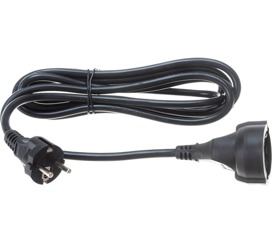 Изображение товара Удлинитель LANMASTER вилка Schuko прямая-розетка Schuko, 3х1.5, 220В, 16А, черный, 3 м LAN-PPS/SH-3.0-BK