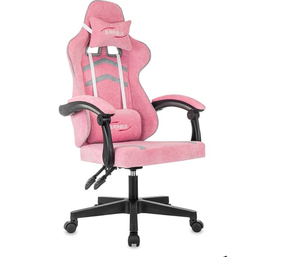 Изображение товара Кресло компьютерное BRABIX Shooter GM-123, 2 подушки, ткань, розовое, velvet LUX 36/light 28 533213