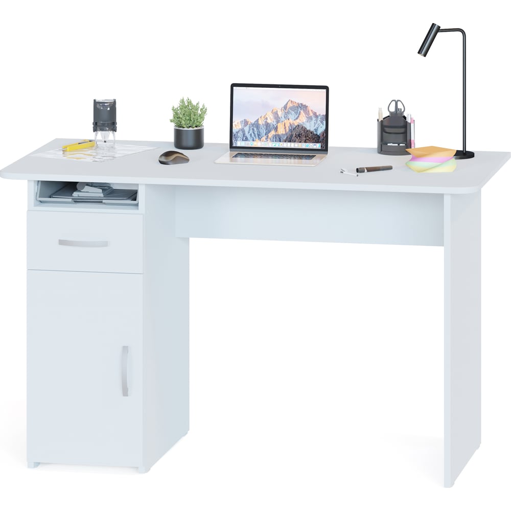 Изображение товара Письменный стол СОКОЛ с тумбой белый модель СПм-03.1