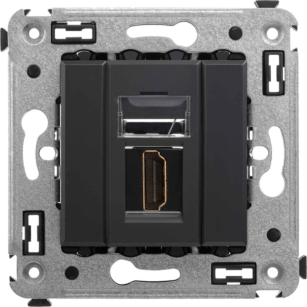 Изображение товара HDMI-розетка одинарная в стену DKC Avanti тип А-А черный матовый