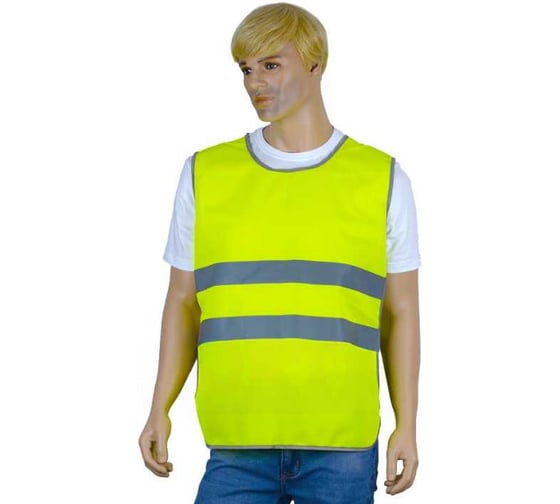 Изображение товара Жилет сигнальный Костромская Текстильная Компания тип 5 трикотажное полотно, 120, застежка велькро, Лимон, 88-104, 170-176 4680641986879