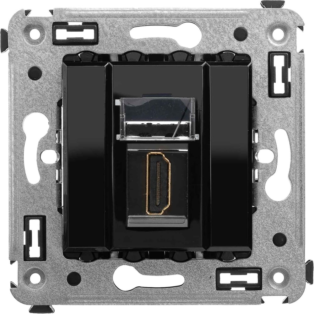 Изображение товара HDMI-розетка одинарная в стену DKC Avanti А-А черный квадрат