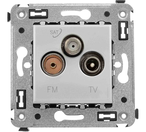 Изображение товара Розетка DKC TV FM SAT в стену, Avanti, Закаленная сталь 4404533