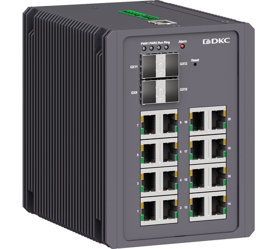 Изображение товара Промышленный управляемый коммутатор DKC 4×100Base FX, 1000Base X SFP слота: 16×10/100/1000Base T X портов RJ45, консольный N2000 4GX1 N2000-4GX16GEPN-P1