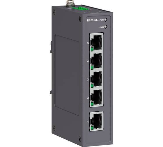 Изображение товара Промышленный неуправляемый коммутатор DKC 5×10/100Base T X портов RJ45, 12 48В DC/18 30В AC, с резервированием N1000 5T P2 N1000-5T-P2