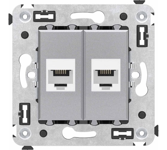 Изображение товара Телефонная розетка DKC RJ 12 без шторки в стену двойная, Avanti, Закаленная сталь 4404614