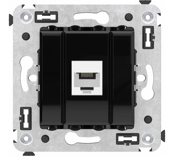 Изображение товара Телефонная розетка DKC RJ 12 без шторки в стену одинарная, Avanti, Черный квадрат 4402613