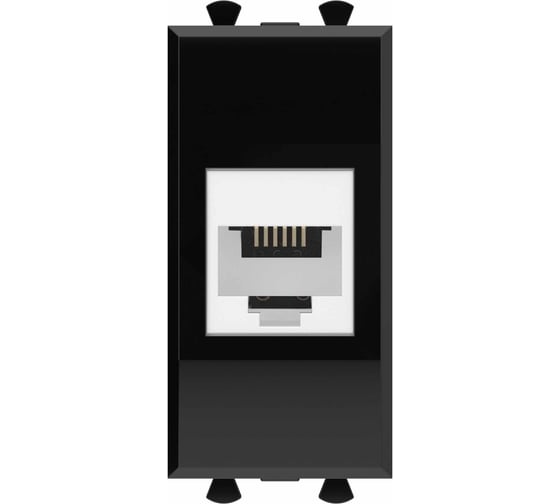 Изображение товара Телефонная розетка DKC RJ 12 без шторки модульная, Avanti, Черный квадрат, 1 модуль 4402611