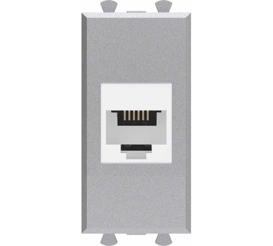 Изображение товара Телефонная розетка DKC RJ 12 без шторки модульная, Avanti, Закаленная сталь, 1 модуль 4404611