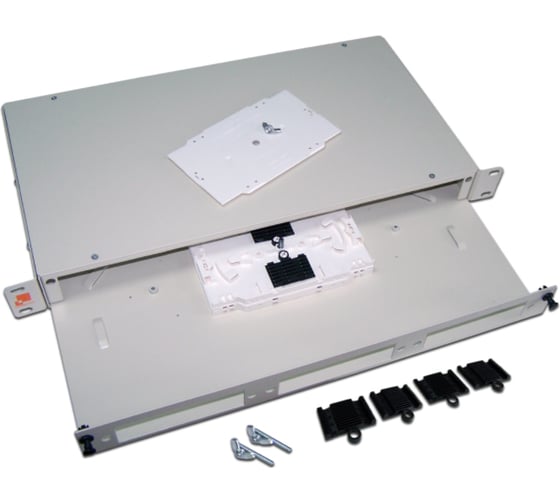 Изображение товара Оптический кросс LANMASTER 19, стоечный, на 3 адаптерные панели, 1U, с 2-мя кассетами LAN-FOB-RM-3H