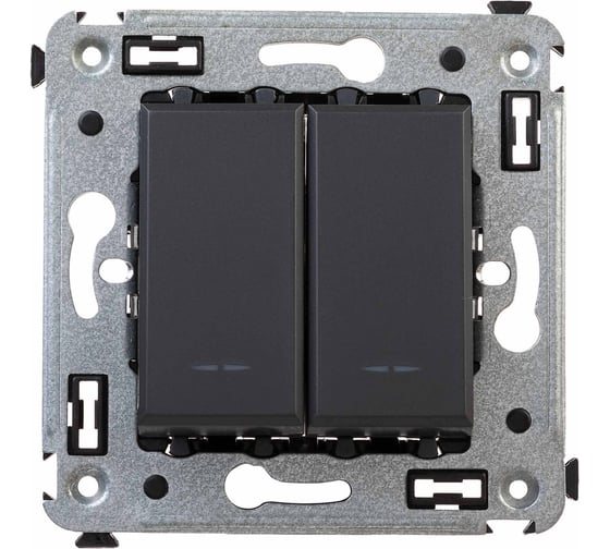 Изображение товара Выключатель двухклавишный в стену DKC Avanti, Черный матовый 4412104