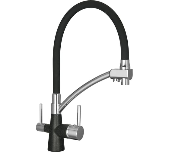 Изображение товара Смеситель WISENT для кухни с гибким изливом и подводкой питьевой воды /черный/ W4855-22-2