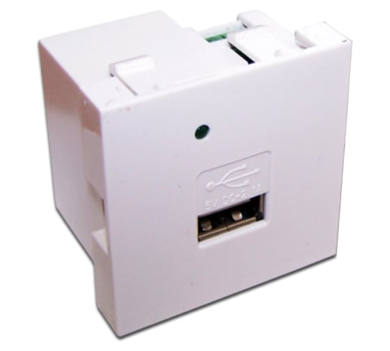 Изображение товара Модуль LANMASTER USB-зарядки, 1 порт, 45x45, белый LAN-EZ45x45-1U/R2-WH