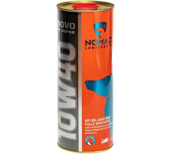 Изображение товара Масло моторное синтетическое для мототранспорта NOMAD Novo 4T Super SAE 10W40 API SN, JASO MA2  1л 33568