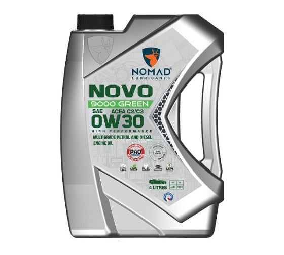 Изображение товара Масло моторное синтетическое для легковых а/м NOMAD Novo 9000 Green SAE 0W30 ACEA C2 C3, API SP, SN PLUS, SN/CF  4л 32379