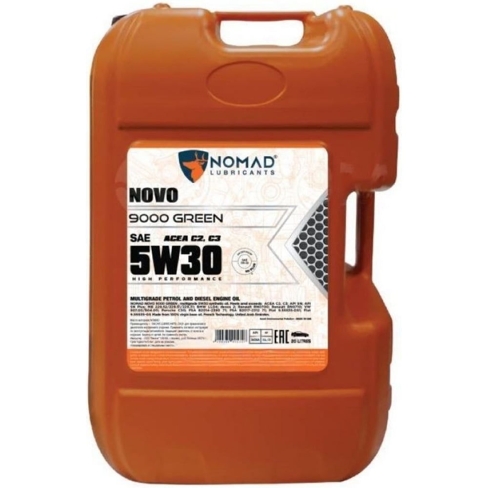 Изображение товара Моторное синтетическое масло NOMAD Novo 9000 Green SAE 5W30 ACEA C2 C3 20л