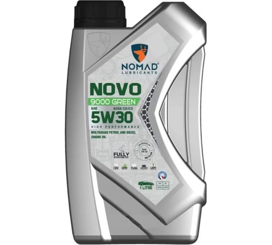 Изображение товара Масло моторное синтетическое для легковых а/м NOMAD Novo 9000 Green SAE 5W30 ACEA C2 C3, API SP, SN PLUS, SN/CF  1л 32380