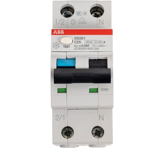 Изображение товара Автоматический выключатель дифференциального тока ABB DS201 C25 A30 2CSR255180R1254