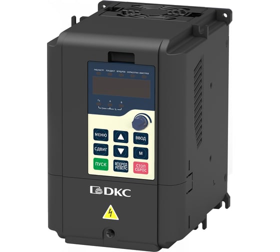 Изображение товара Преобразователь частоты DKC 3-фазное питание, 380В, выходная мощность 45 кВт, встроенный тормозной прерыватель, 1 шт V2000 T0045G V2000-T0045G