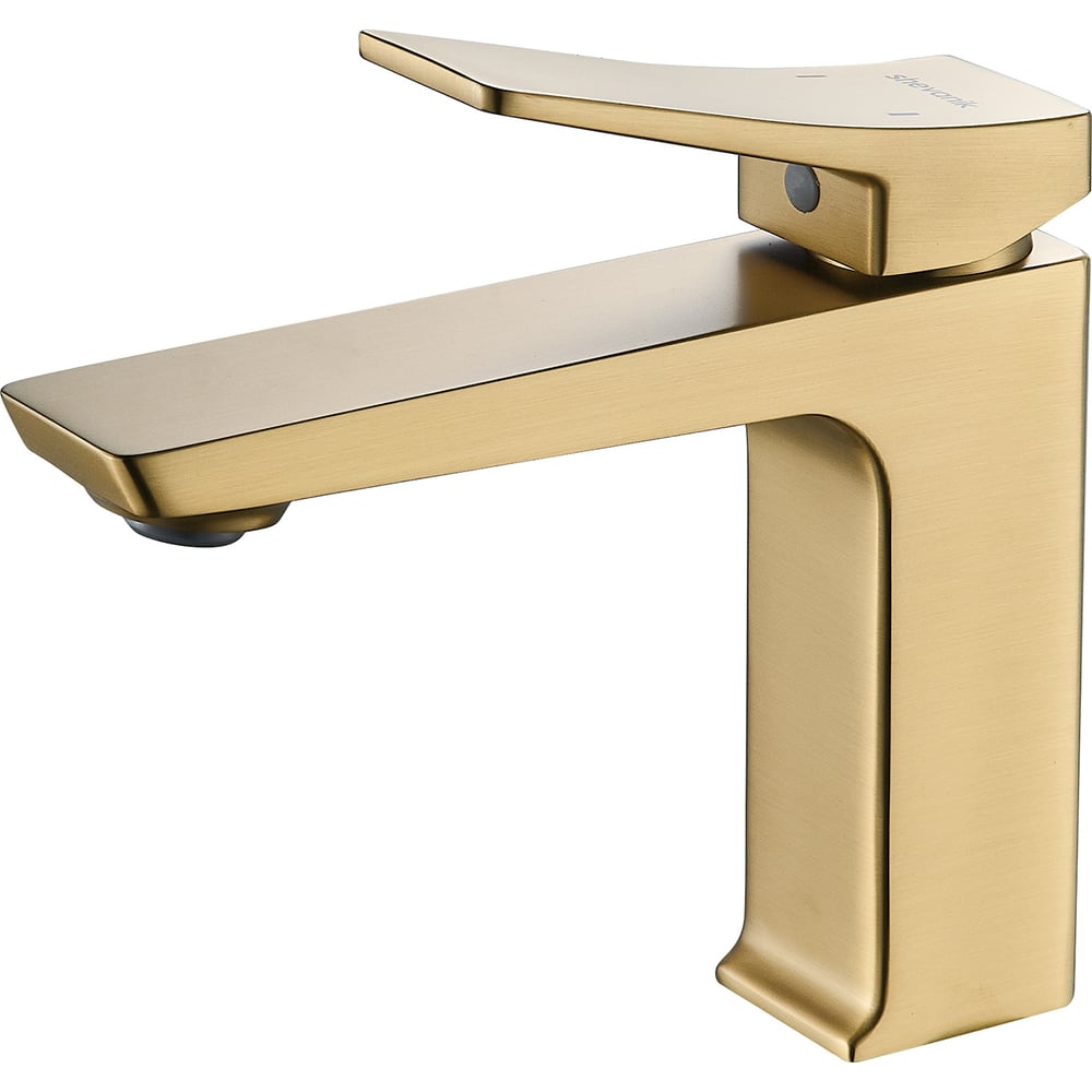 Изображение товара Современный однорычажный смеситель для умывальника Shevanik S4401G золотой сатин