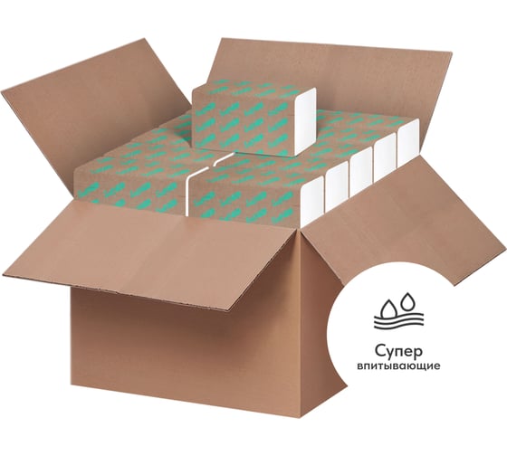 Изображение товара Листовые полотенца V-сложение Бумага Сити 1 слой, 250 листов, целлюлоза повыш. впитываемости, белые, 20 шт/ кор БС-1-250-VП(кор)/М