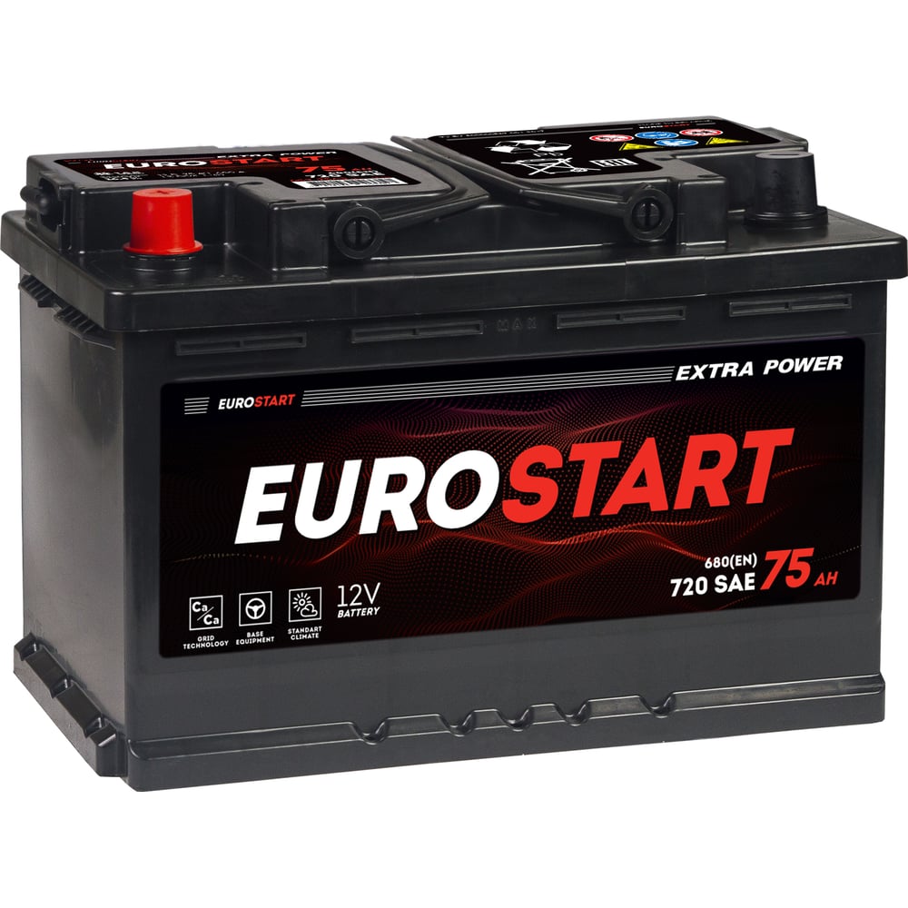 Изображение товара Аккумулятор EUROSTART Extra Power 75Ah L+ EU751 для автомобилей и спецтехники