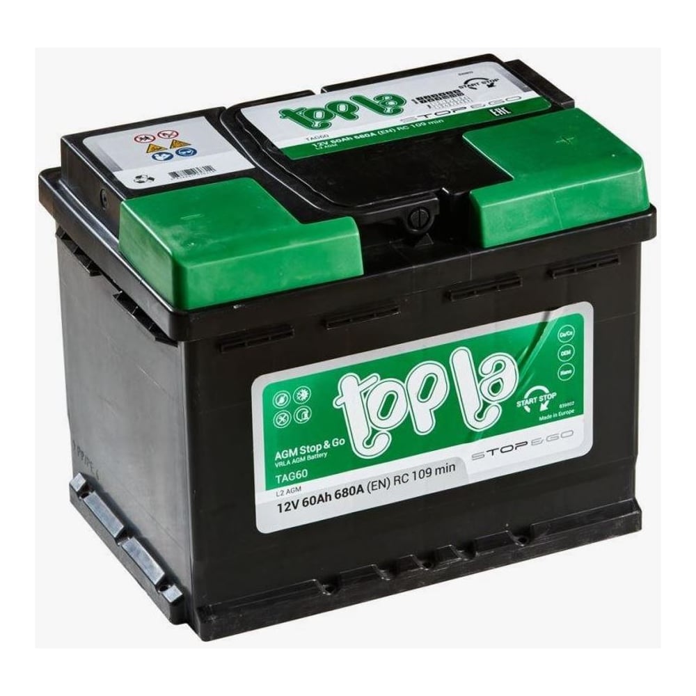 Изображение товара Аккумулятор Topla AGM Stop_Go 6СТ-60.0 114060 12В 60А*ч с обратной полярностью