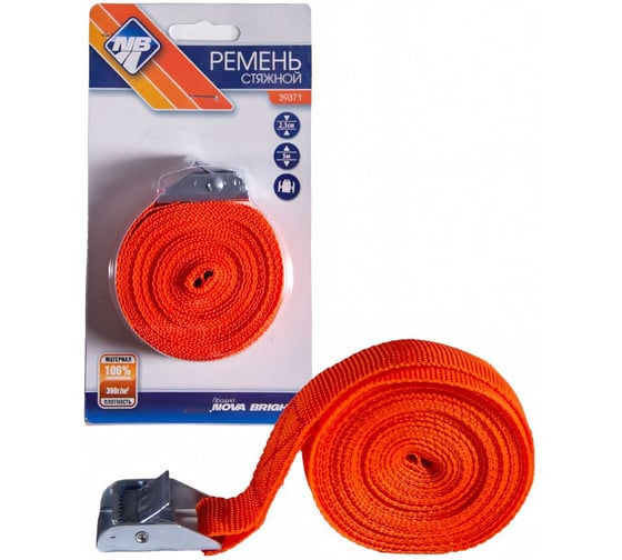 Изображение товара Ленточная стяжка груза с фиксатором Nova Bright 2,5 см х 5 м, в блистере 39371