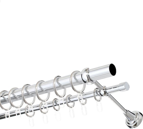 Изображение товара Двухрядный карниз Peora диаметр 28 мм, открытый кронштейн, цвет хром, размер 200 см 57429